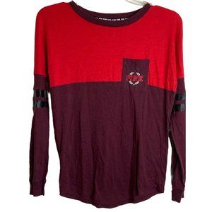 Victoria’s Secret Womens XS  Red Pocket Long Sleeve Tee Casual Comfortable PINK